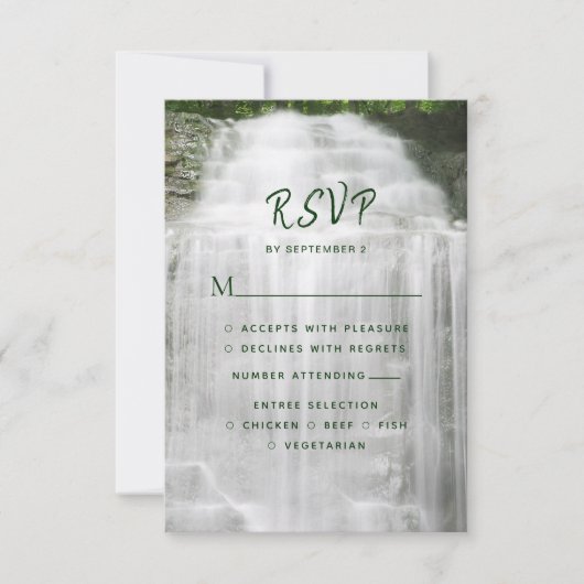 Misty Waterfall Natuur Wedding RSVP (Voorkant)