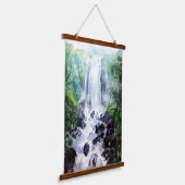Misty waterval landschap waterverf schilderij hangend wandkleed (Gebogen)