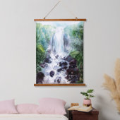 Misty waterval landschap waterverf schilderij hangend wandkleed (Slaapkamer)