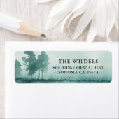 Misty Waterverf Green Trees Retouradres Etiket (Insitu)