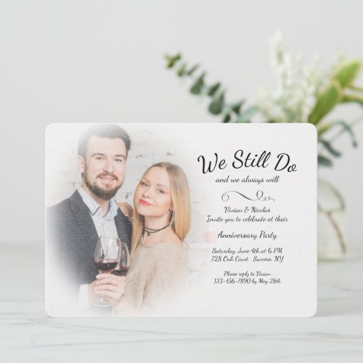 Misty We Still Do Foto Uitnodiging Jubileum (Staand voorkant)