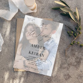 Misty White Shades Photo Wedding Kaart