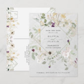 Misty Wildflowers | Grey Geometric Sla de datum op Aankondigingskaart (Voorkant / Achterkant)