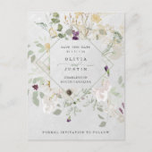 Misty Wildflowers | Grey Geometric Sla de datum op Aankondigingskaart (Voorkant)