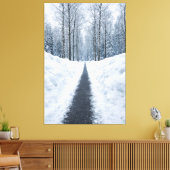Misty Winter Forest Path Canvas Afdruk (Insitu (Woonkamer))