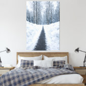 Misty Winter Forest Path Canvas Afdruk (Insitu (Slaapkamer))