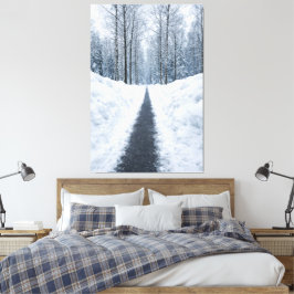 Misty Winter Forest Path Canvas Afdruk
