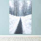 Misty Winter Forest Path Canvas Afdruk (Insitu (Houten vloer))
