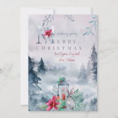 Misty Winter Forest Waterverf Lantern Glow Feestdagenkaart (Voorkant)