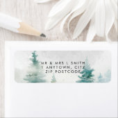 Misty Winter Sneeuw Scène Retouradres Label (Insitu)