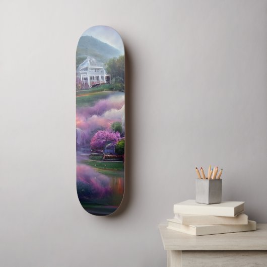 Misty Wisteria House in the Hill Persoonlijk Skateboard (Muurkunst)