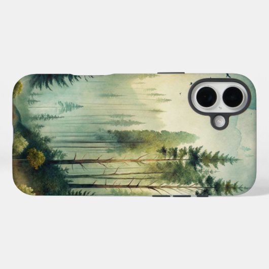 Misty Woodland Evergreen Forest Case-Mate iPhone Case (Achterkant (horizontaal))