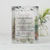 Misty Woodland Forest Rustic Wedding Invitation Kaart (Staand voorkant)