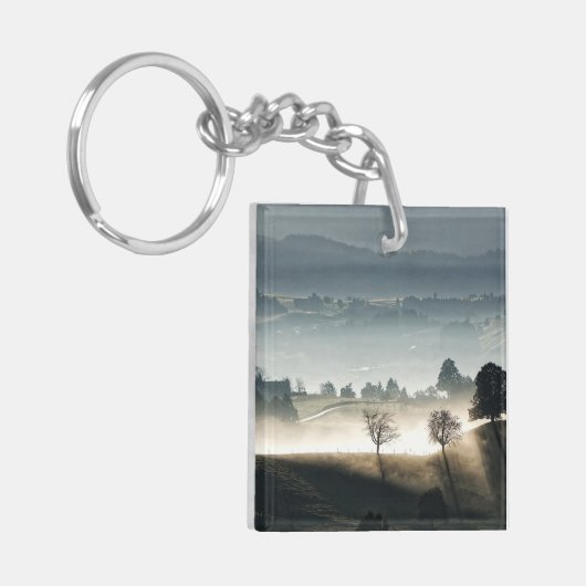 Misty Zwitserland Landschap Sleutelhanger (Voorkant Links)