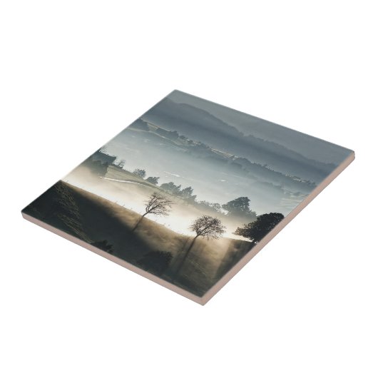 Misty Zwitserland Landschap Tegeltje (Zijkant)