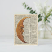 Mistycal Miedieval Moon Face  Illustratie Briefkaart (Staand voorkant)