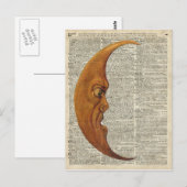 Mistycal Miedieval Moon Face  Illustratie Briefkaart (Voorkant / Achterkant)