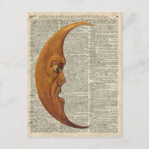 Mistycal Miedieval Moon Face  Illustratie Briefkaart