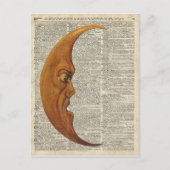 Mistycal Miedieval Moon Face  Illustratie Briefkaart (Voorkant)
