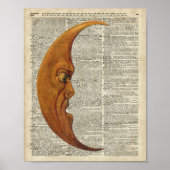 Mistycal Miedieval Moon Face  Illustratie Poster (Voorkant)
