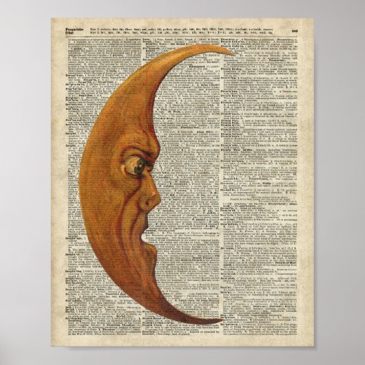 Mistycal Miedieval Moon Face  Illustratie Poster (Voorkant)