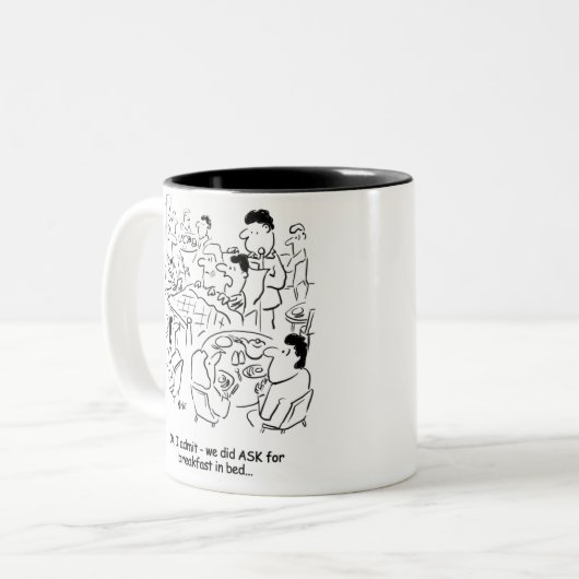 Misverstand over ontbijt in bed tweekleurige koffiemok (Voorkant links)