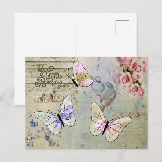  mit Schmetterlingen Briefkaart (Voorkant / Achterkant)