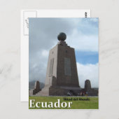 Mitad del Mundo Ecuador het monument van de Briefkaart (Voorkant / Achterkant)