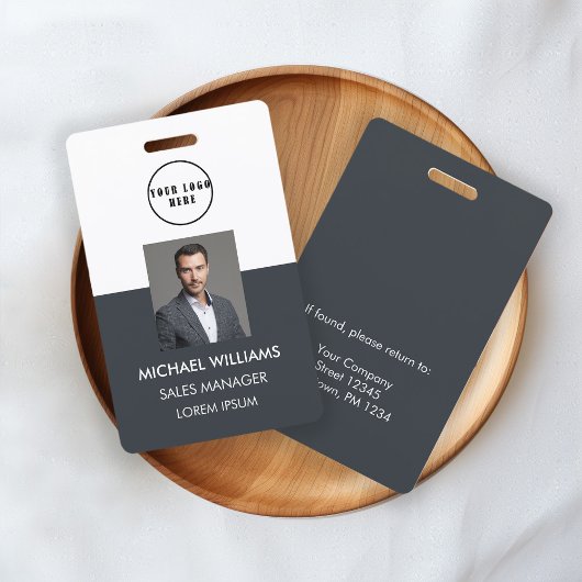 Mitarbeiter Foto-ID Weiß Schwarzgrau Ausweis Badge