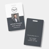 Mitarbeiter Foto-ID Weiß Schwarzgrau Ausweis Badge (Voor- en achterkant)