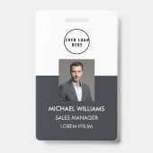 Mitarbeiter Foto-ID Weiß Schwarzgrau Ausweis Badge (Voorzijde)