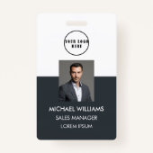 Mitarbeiter Foto-ID Weiß Schwarzgrau Ausweis Badge (Voorkant)