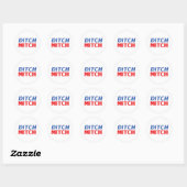 Mitch rood wit blauw moderne typografie grappig ronde sticker (Vel)