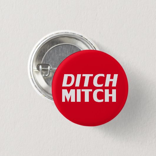 Mitch rood wit moderne typografie grappig ronde button 3,2 cm (Voorkant /achterkant)