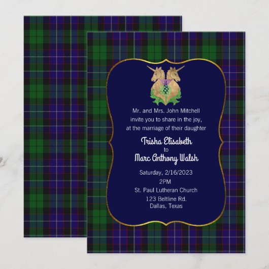 Mitchell Clan Scottish Symbols Wedding Kaart (Voorkant / Achterkant)
