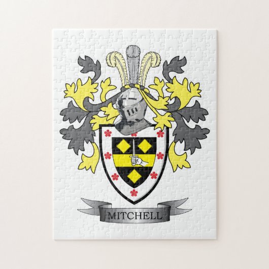 Mitchell Family Crest Coat of Arms Legpuzzel (Verticaal)
