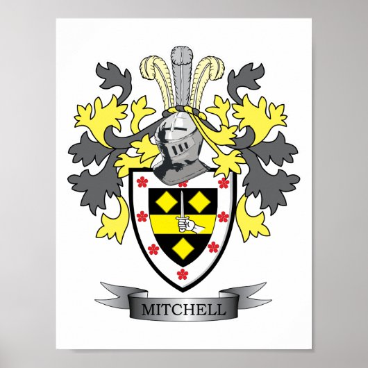 Mitchell Family Crest Coat of Arms Poster (Voorkant)