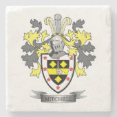 Mitchell Family Crest Coat of Arms Stenen Onderzetter (Voorkant)