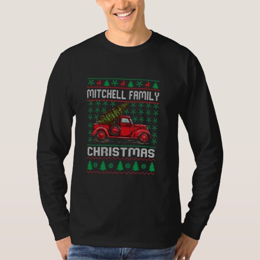 Mitchell Family Ugly KerstSweater Red Truck T-shirt (Voorkant)
