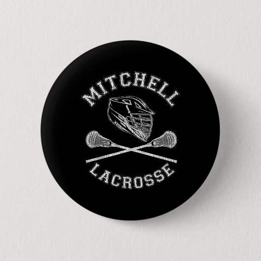 Mitchell Lacrosse Distressed Retro Lax Ronde Button 5,7 Cm (Voorkant)