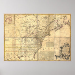 Mitchell Map British & French Owned Areas in 1757 Poster
