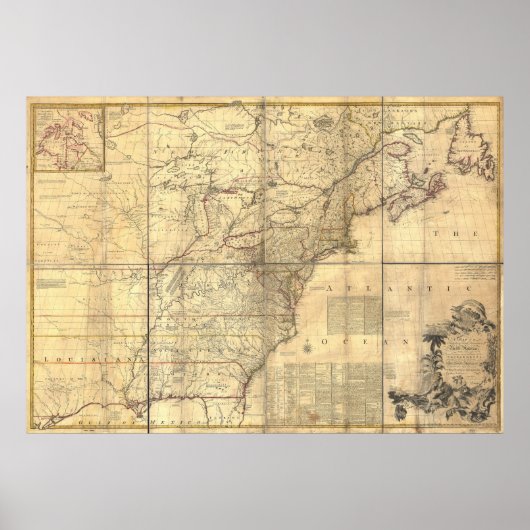 Mitchell Map British & French Owned Areas in 1757 Poster (Voorkant)