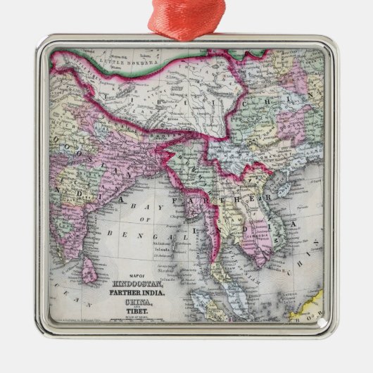 Mitchell Map | India, Tibet, China en SE-Azië Metalen Ornament (Voorkant)