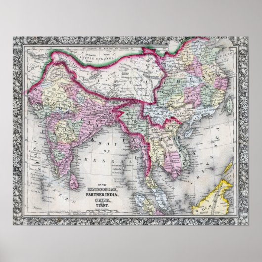 Mitchell Map | India, Tibet, China en SE-Azië Poster (Voorkant)