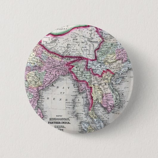 Mitchell Map | India, Tibet, China en SE-Azië Ronde Button 5,7 Cm (Voorkant)