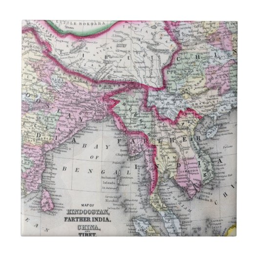 Mitchell Map | India, Tibet, China en SE-Azië Tegeltje (Voorkant)