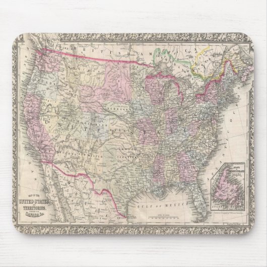 Mitchell Map of the United States (1866) Muismat (Voorkant)