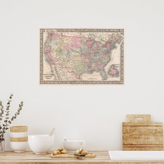 Mitchell Map of the United States (1866) Poster (Keuken)