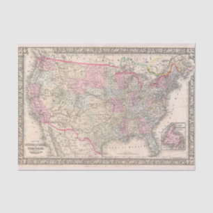  Mitchell Map of the United States (1866) Tissuepapier