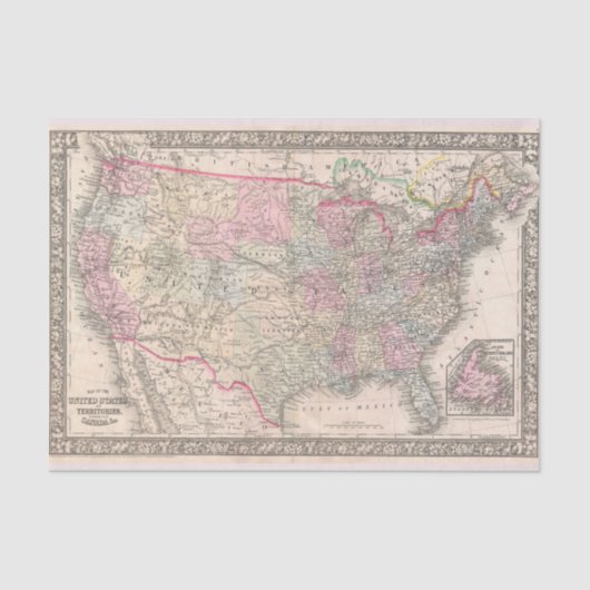 Mitchell Map of the United States (1866) Tissuepapier (Voorkant)